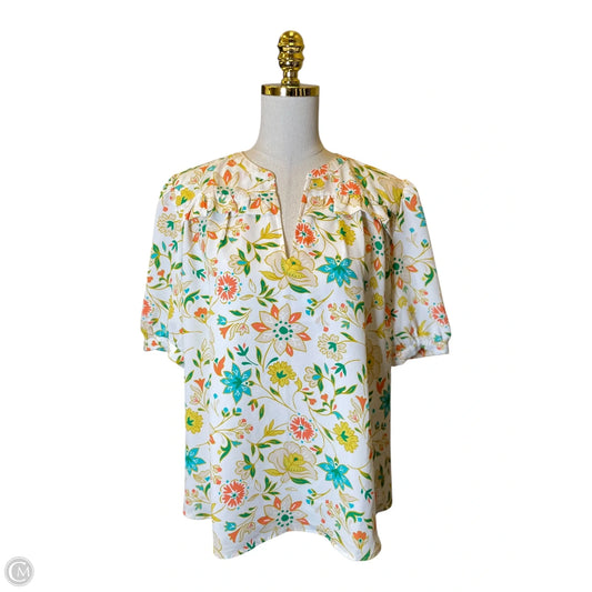 Top Short Sleeve By Ann Taylor In Multi-colored, Size: L