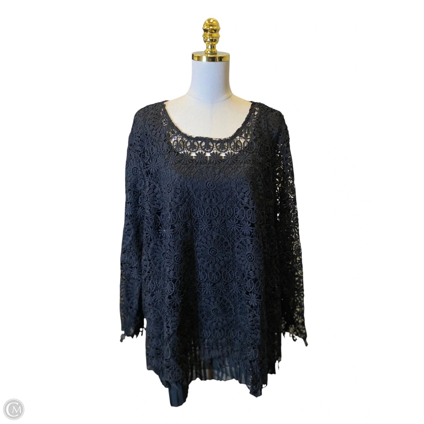 Top Long Sleeve By Colleen Lopez In Black, Size: 3x