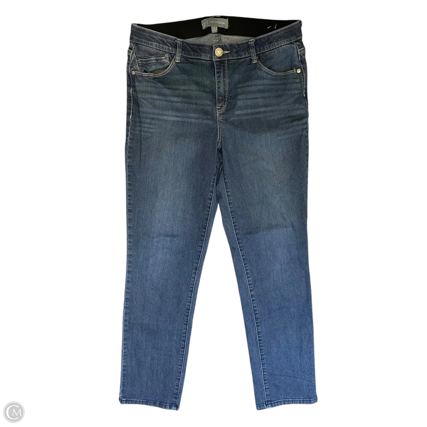 Jeans Straight By Wit & Wisdom In Blue Denim, Size: 10