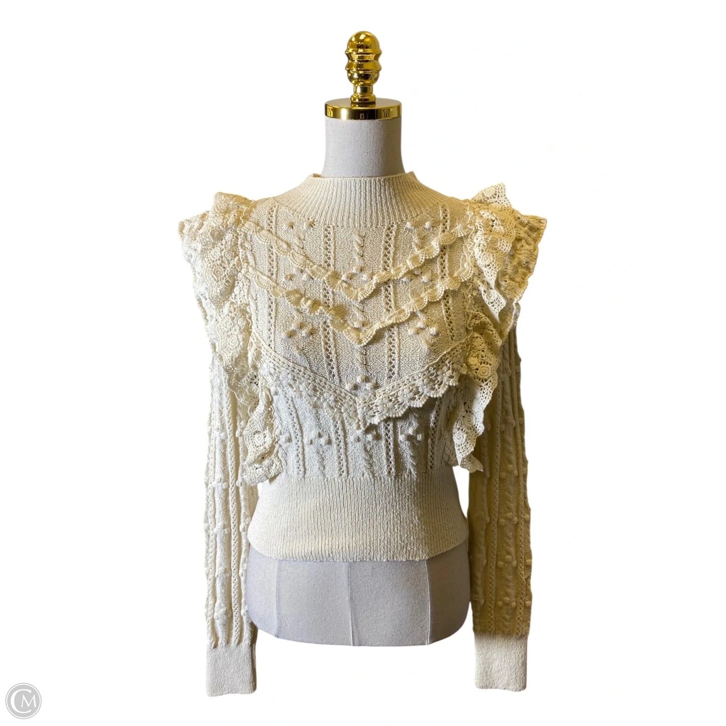 Top Long Sleeve By Zara In Cream, Size: M