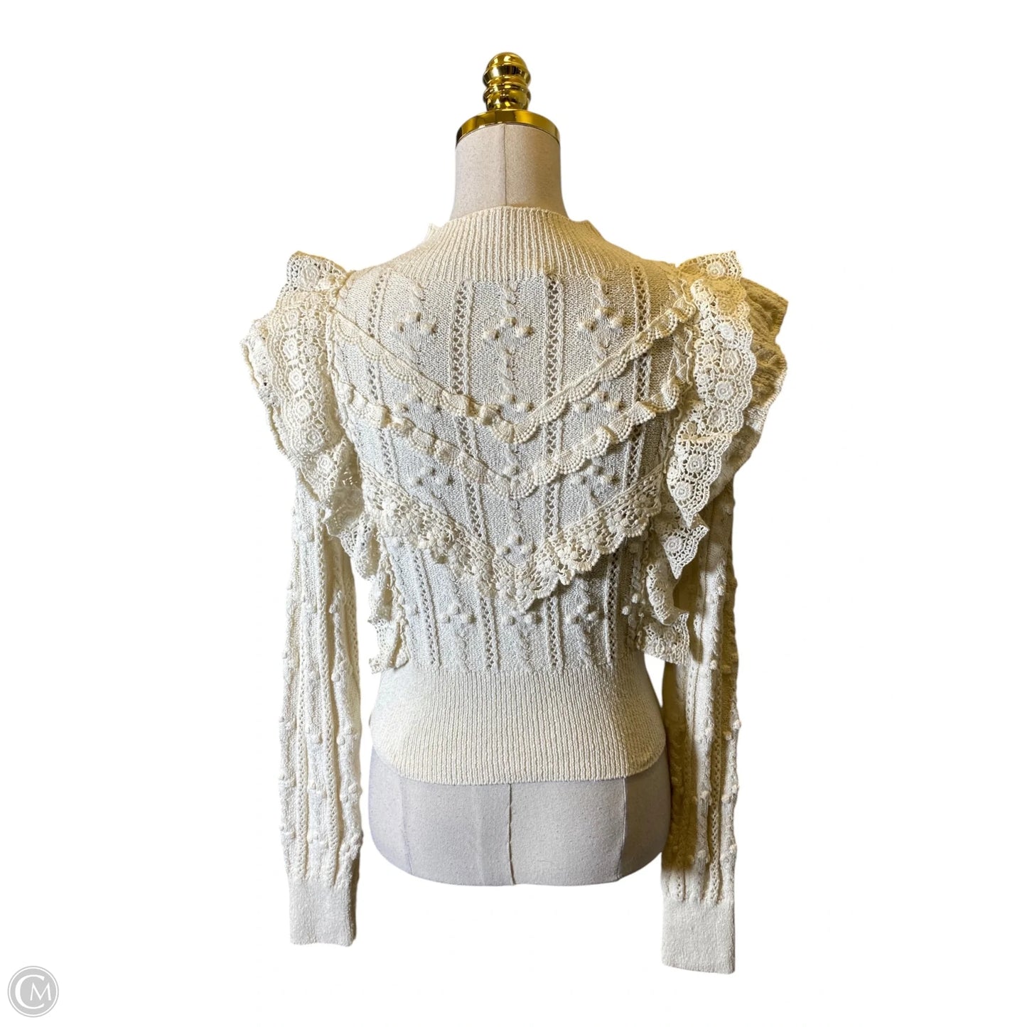 Top Long Sleeve By Zara In Cream, Size: M