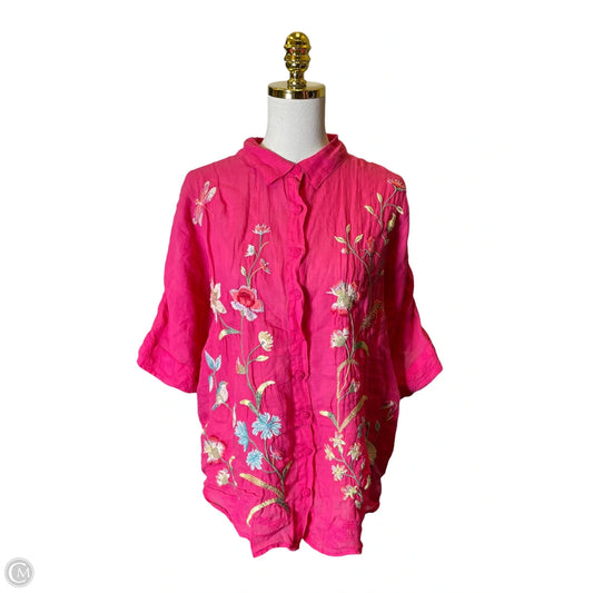 Top Short Sleeve Designer By Johnny Was In Multi-colored, Size: M