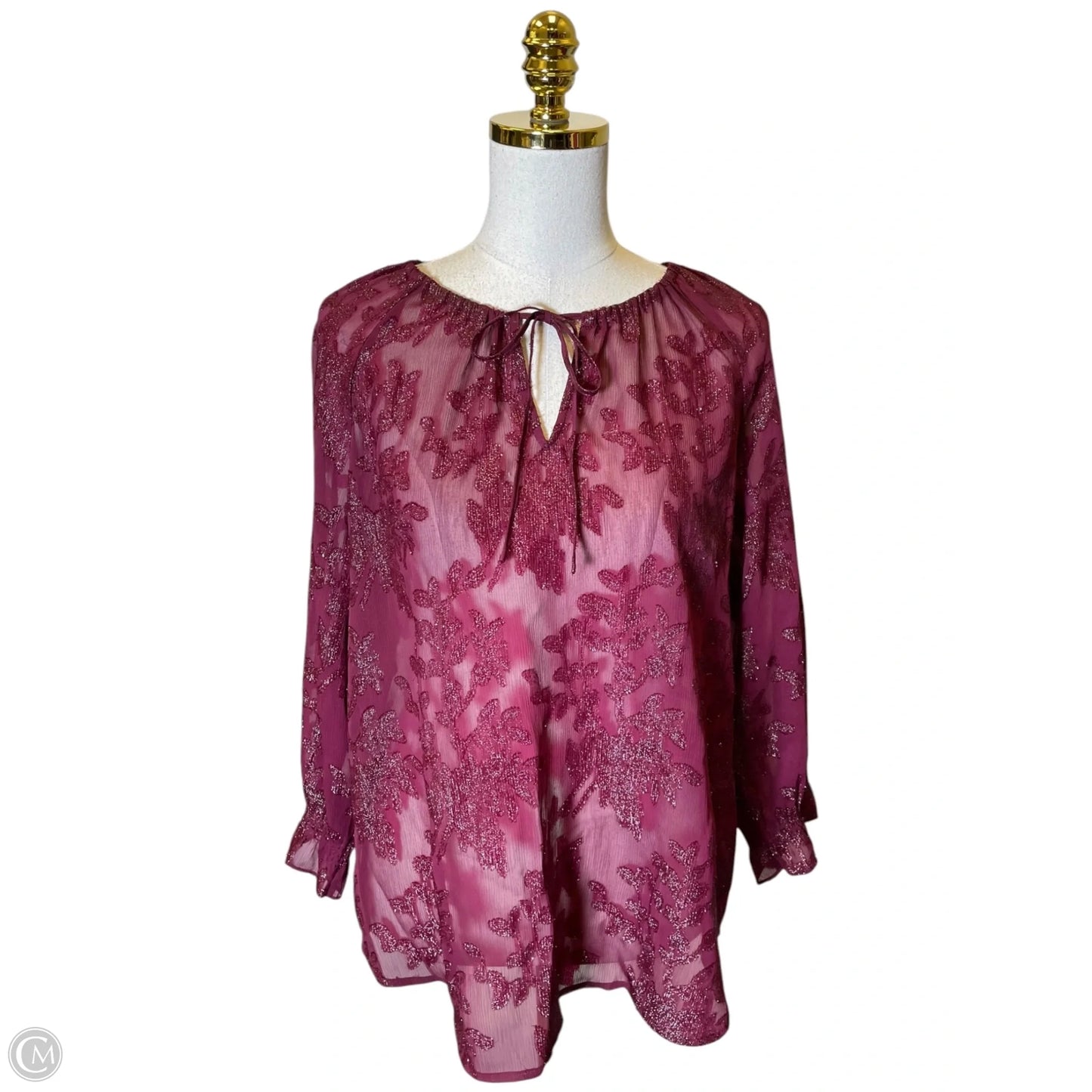 Top Long Sleeve By Chicos In Maroon, Size: L