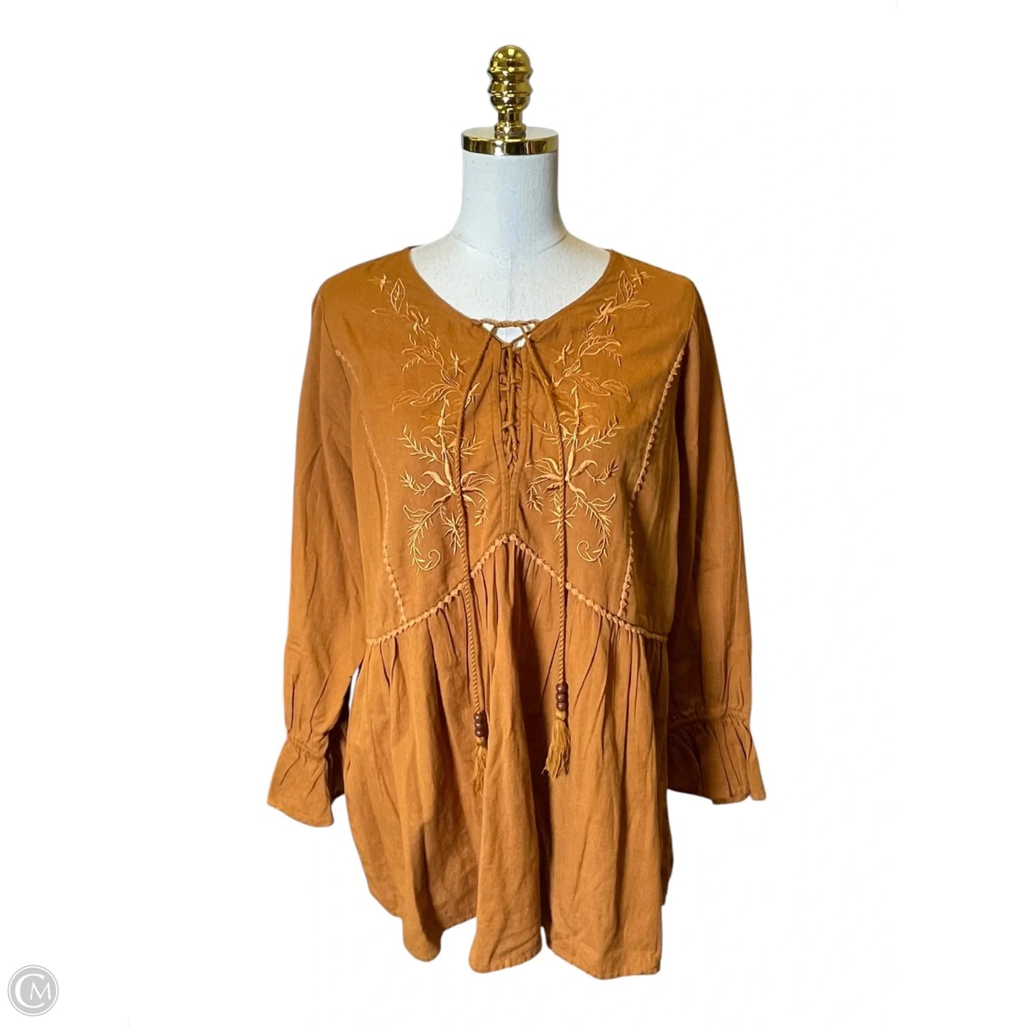 Top Long Sleeve By Clothes Mentor In Orange, Size: L