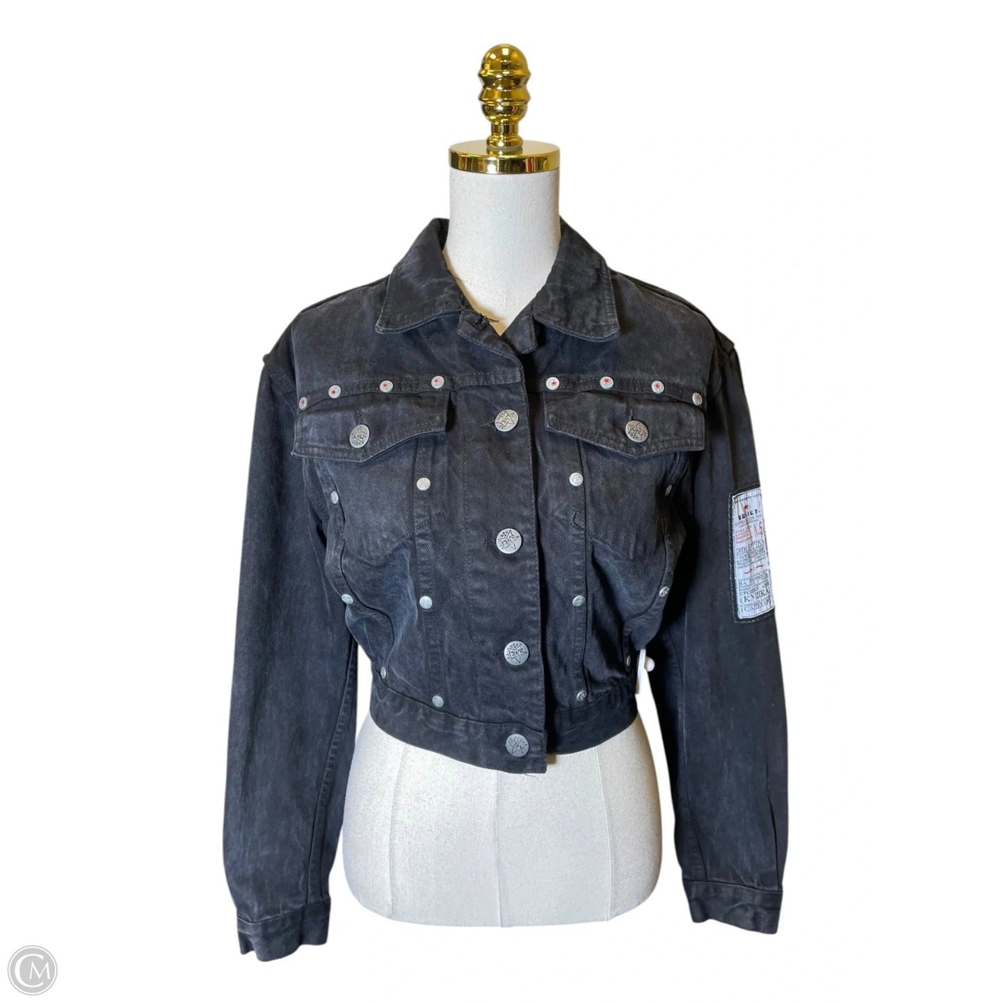 Jacket Denim By Clothes Mentor In Black Denim, Size: M