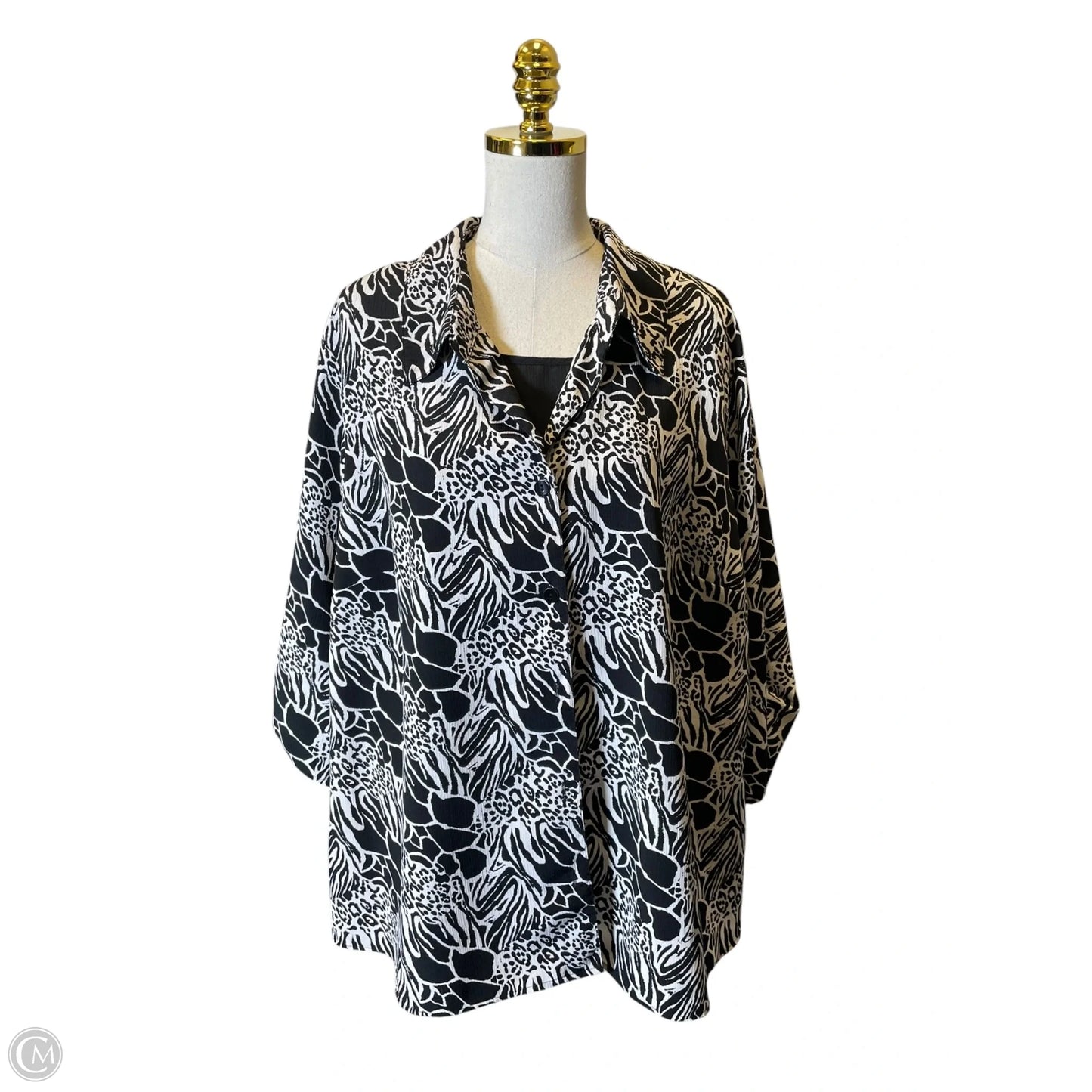 Top 3/4 Sleeve By Clothes Mentor In Black & White, Size: 4x