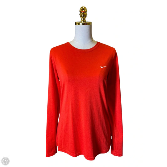 Athletic Top Long Sleeve Collar By Nike In Red, Size: L
