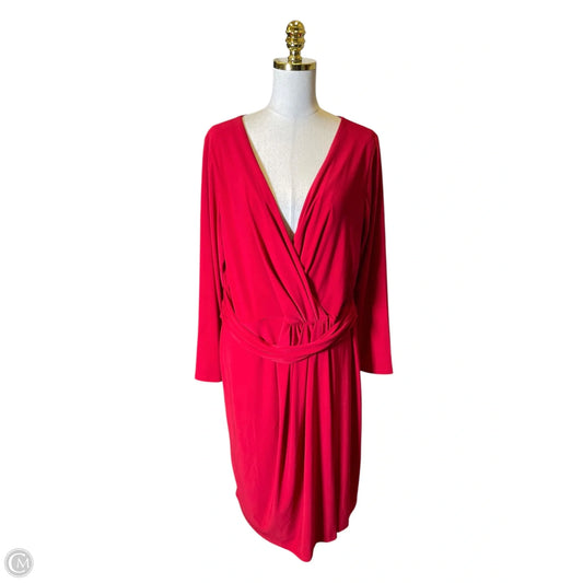 Dress Casual Midi By Chaps In Red, Size: Xl