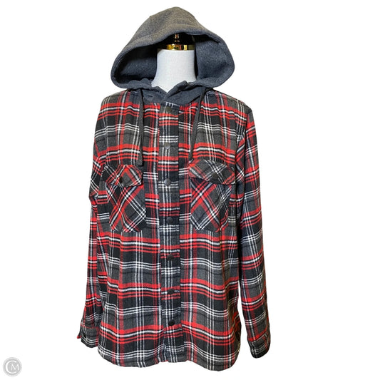 Jacket Faux Fur & Sherpa By Clothes Mentor In Plaid Pattern, Size: L