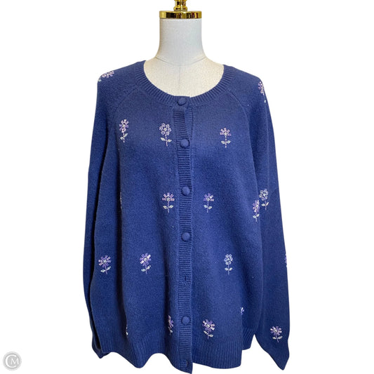 Sweater Cardigan By Clothes Mentor In Blue, Size: 2x
