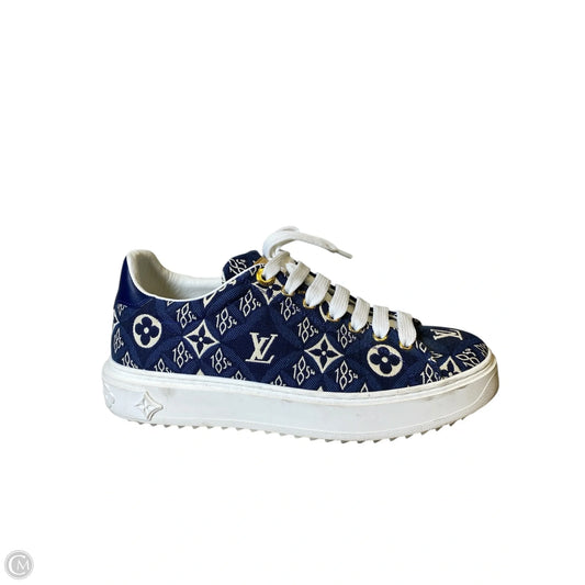 Shoes Luxury Designer By Louis Vuitton In Blue & Cream, Size: 8.5