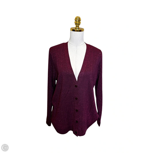 Sweater Cardigan By Chicos In Purple, Size: L