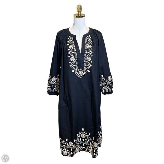 Dress Casual Midi By Chicos In Black & Cream, Size: L