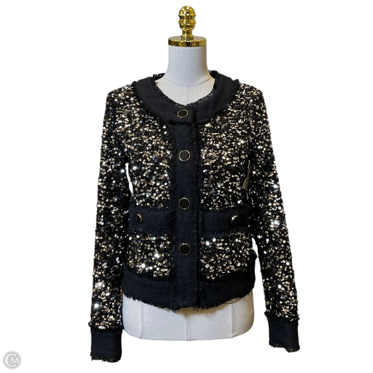 Blazer By Clothes Mentor In Black & Silver, Size: S