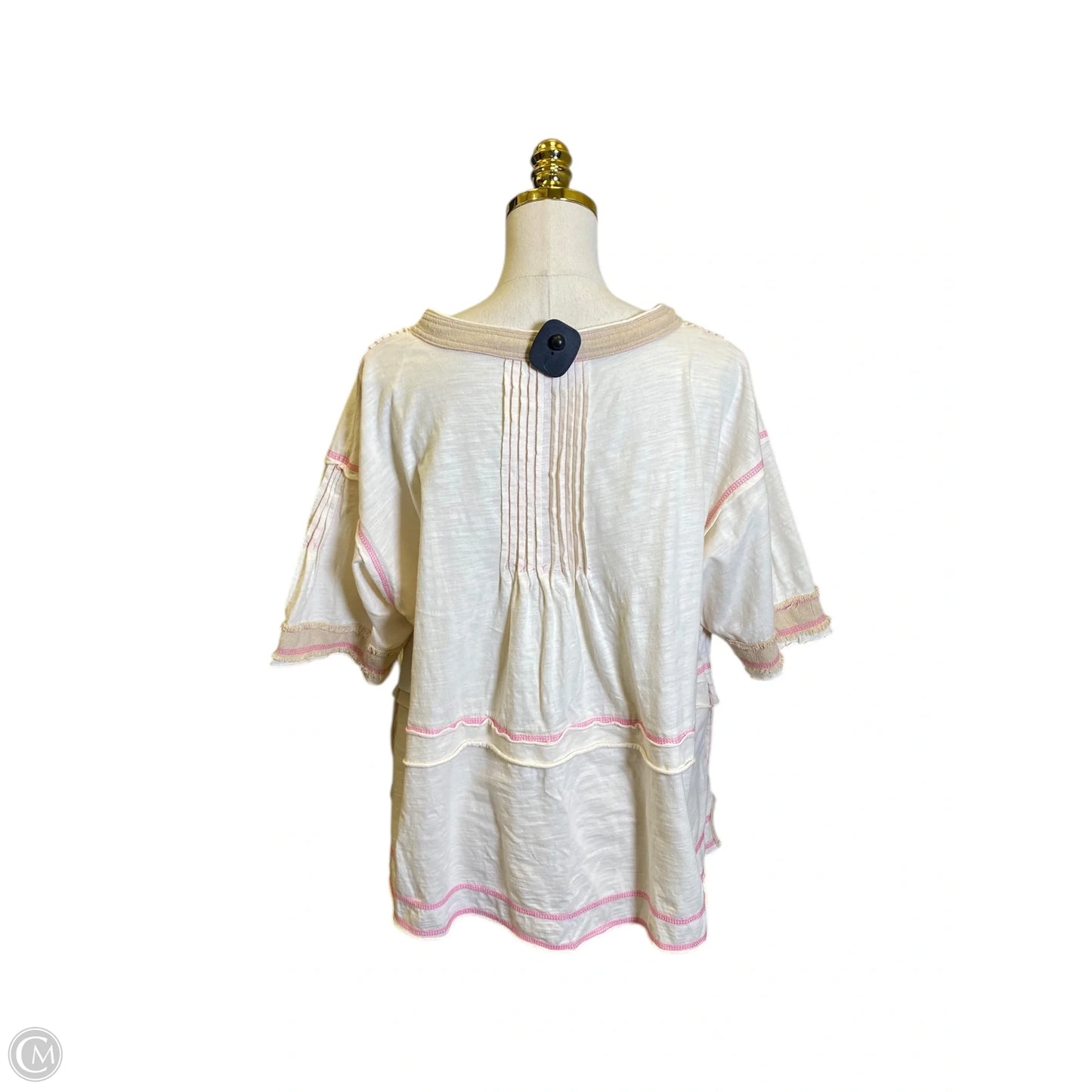 Top 3/4 Sleeve By Oli & Hali In Cream & Pink, Size: M