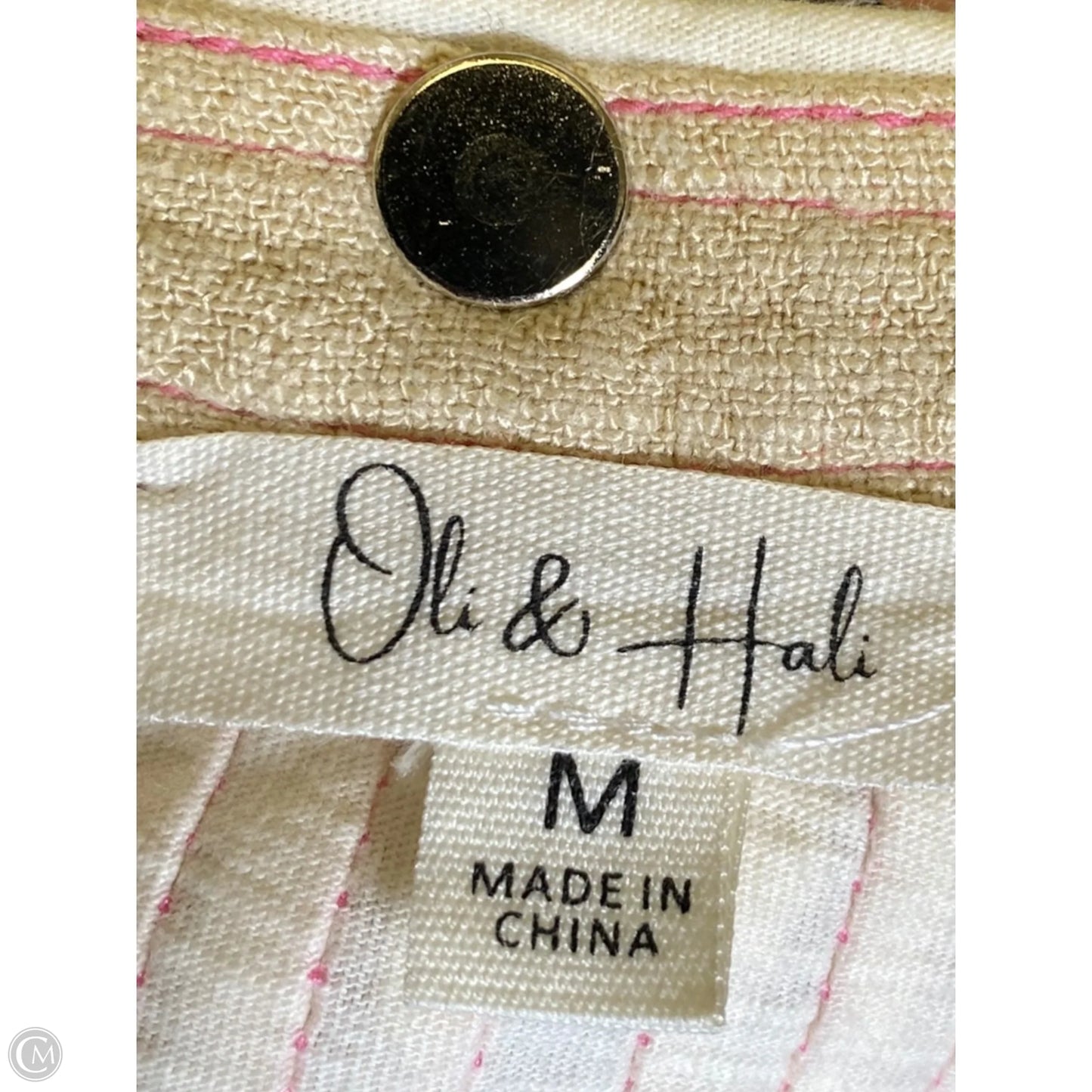 Top 3/4 Sleeve By Oli & Hali In Cream & Pink, Size: M