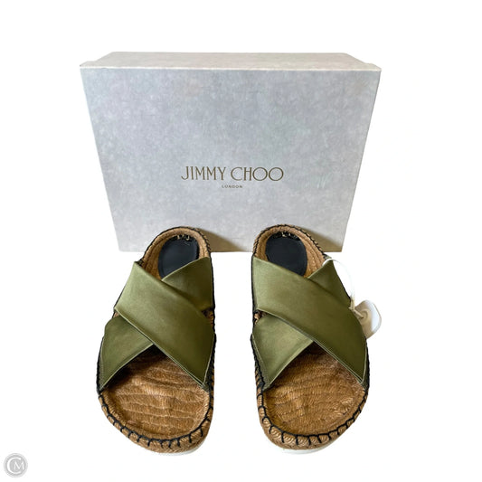 Sandals Luxury Designer By Jimmy Choo In Green, Size: 9