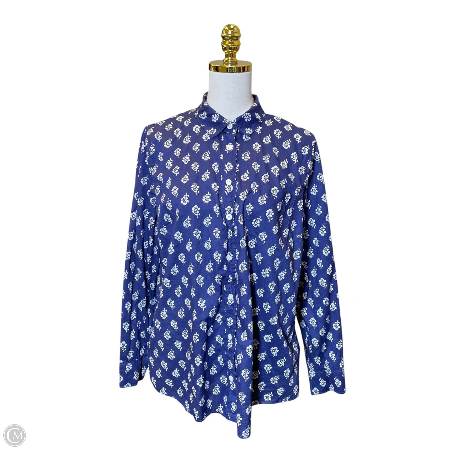 Top Long Sleeve By J. Crew In Blue & White, Size: Xl