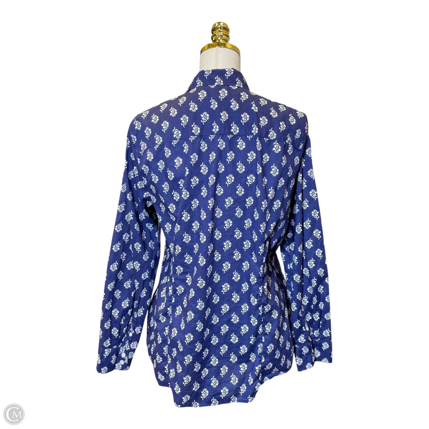 Top Long Sleeve By J. Crew In Blue & White, Size: Xl