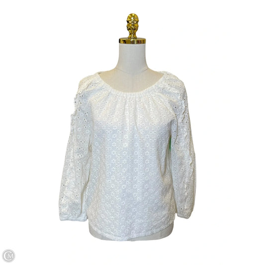Top Long Sleeve By Ann Taylor In White, Size: S