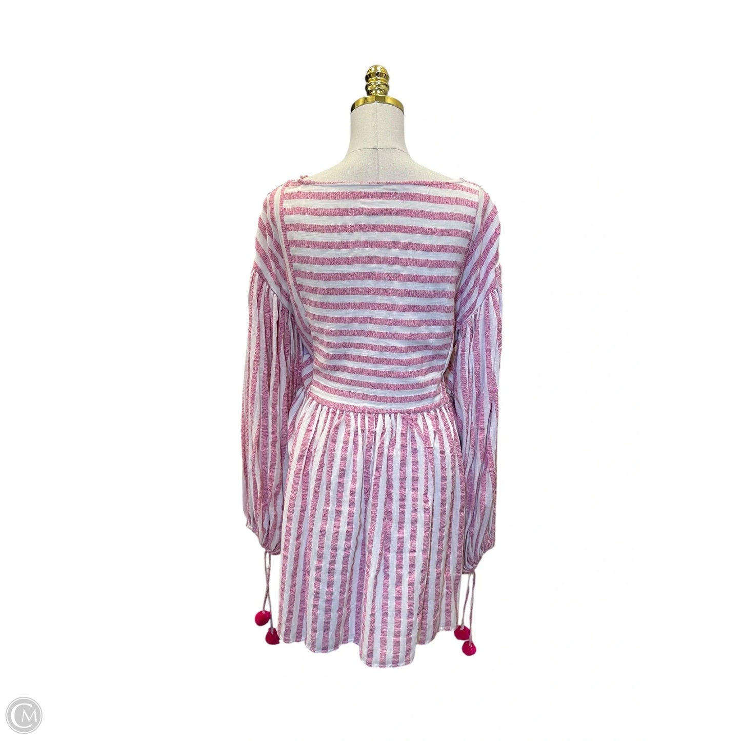 Dress Casual Midi By Clothes Mentor In Pink & White, Size: L