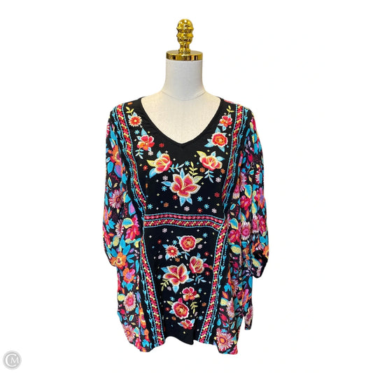 Top 3/4 Sleeve By John Mark In Multi-colored, Size: Xl