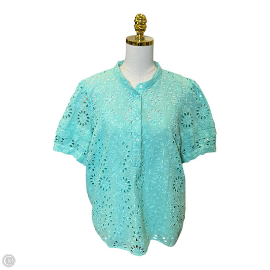 Top Short Sleeve By J. Crew In Aqua, Size: Xxl