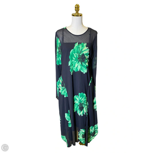 Dress Casual Midi By Clothes Mentor In Black & Green, Size: Xxl