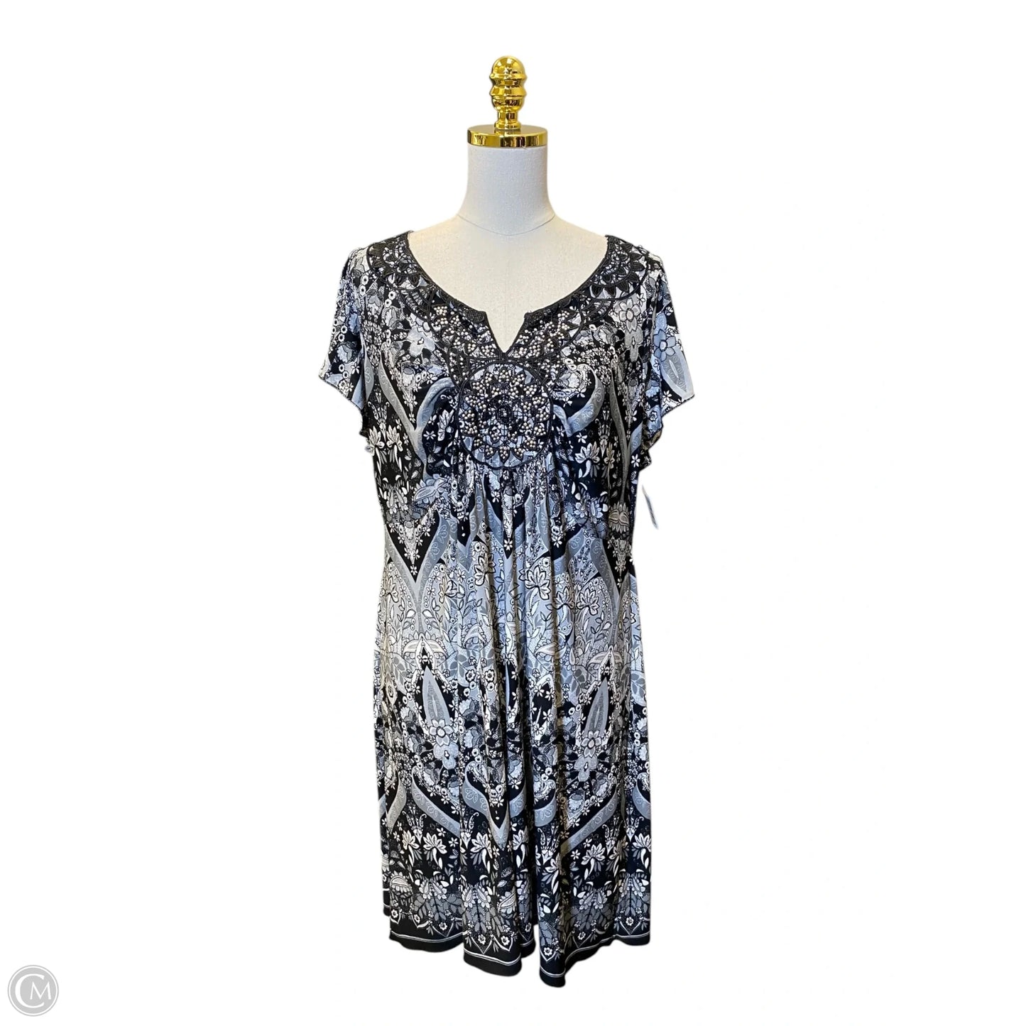 Dress Casual Midi By One World In Black & White, Size: 1x