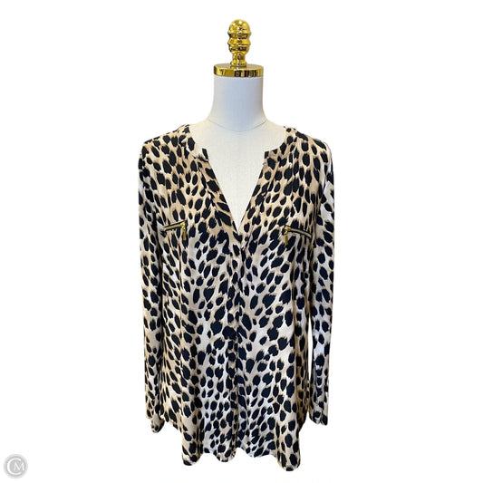 Top Long Sleeve By International Concepts In Animal Print, Size: Xl