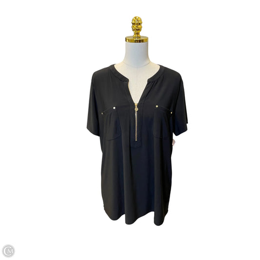 Top Short Sleeve By Anne Klein In Black, Size: Xl