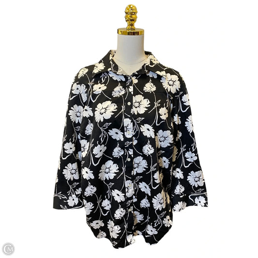 Top Long Sleeve By Ralph Lauren In Black & White, Size: 1x