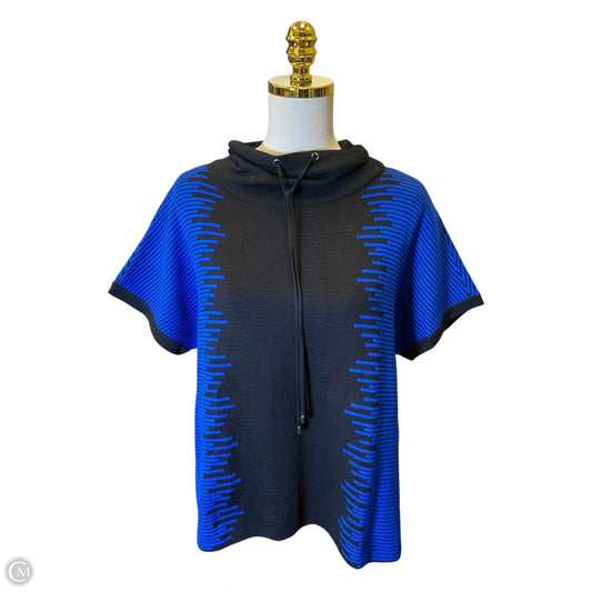 Top Short Sleeve Designer By St. John In Black & Blue, Size: S