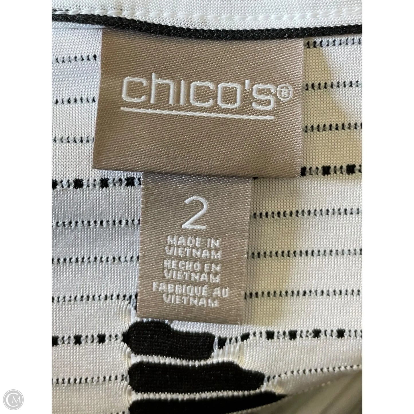 Top Short Sleeve By Chicos In Black & White, Size: L