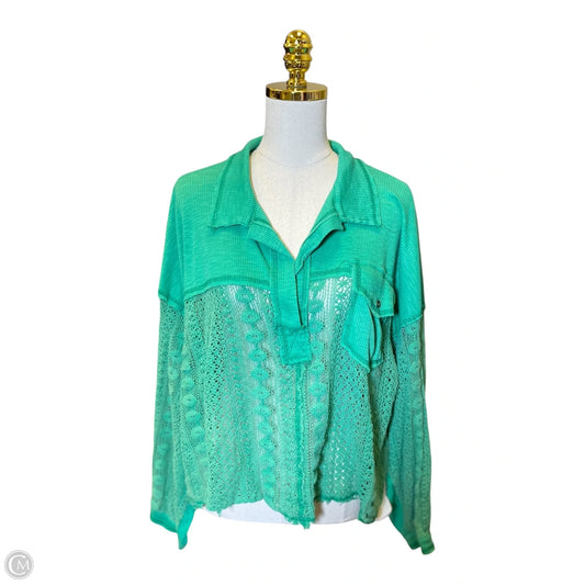 Top Long Sleeve By Pol In Green, Size: L