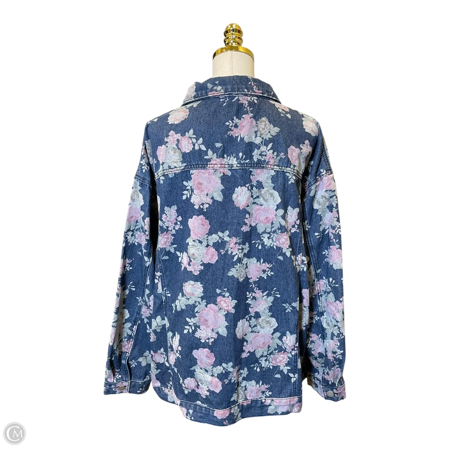 Jacket Denim By Shein In Floral Print, Size: 2x