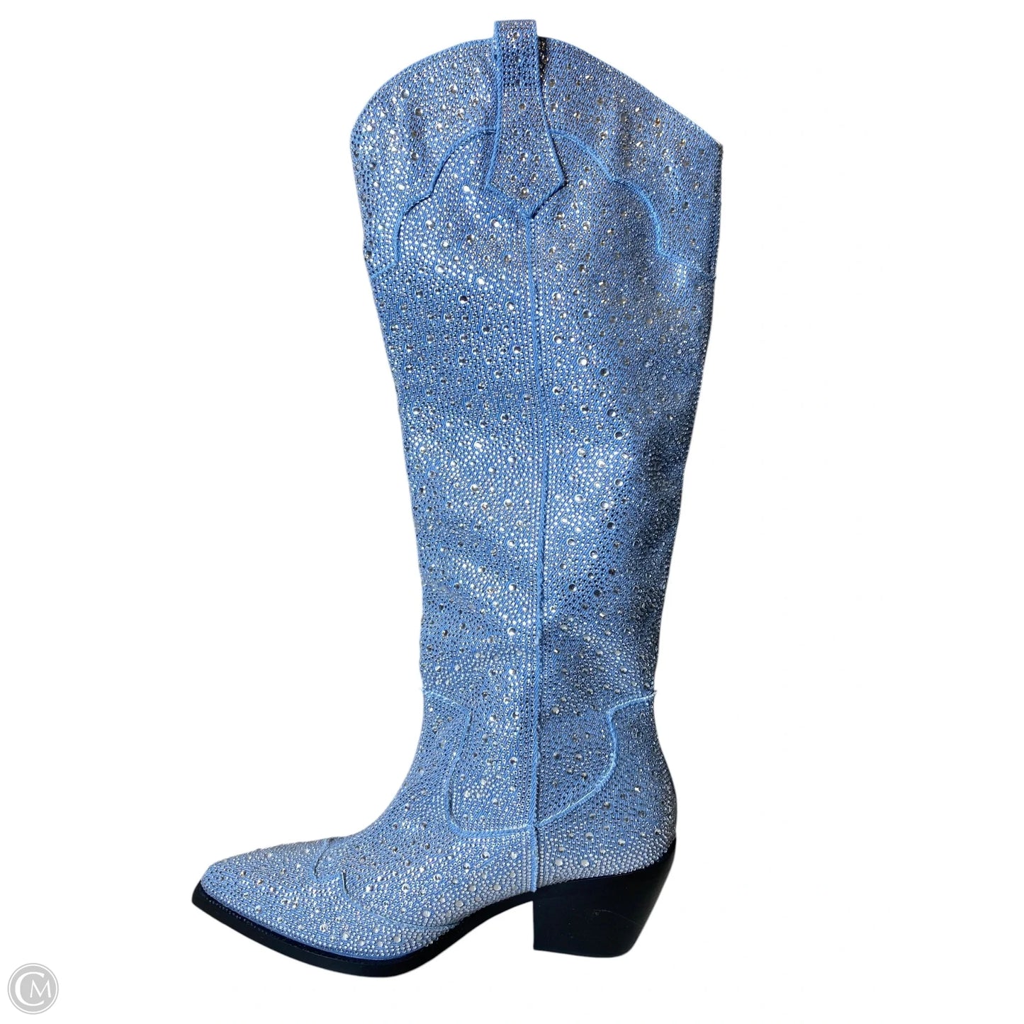 Boots Western By Clothes Mentor In Blue Denim, Size: 7.5