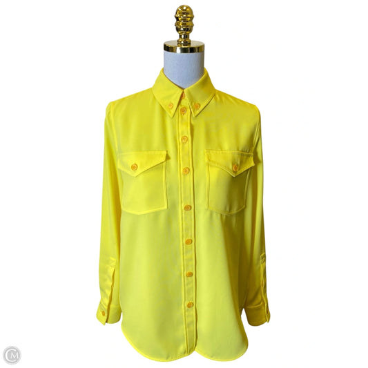 Top Long Sleeve Luxury Designer By Burberry In Yellow, Size: 2