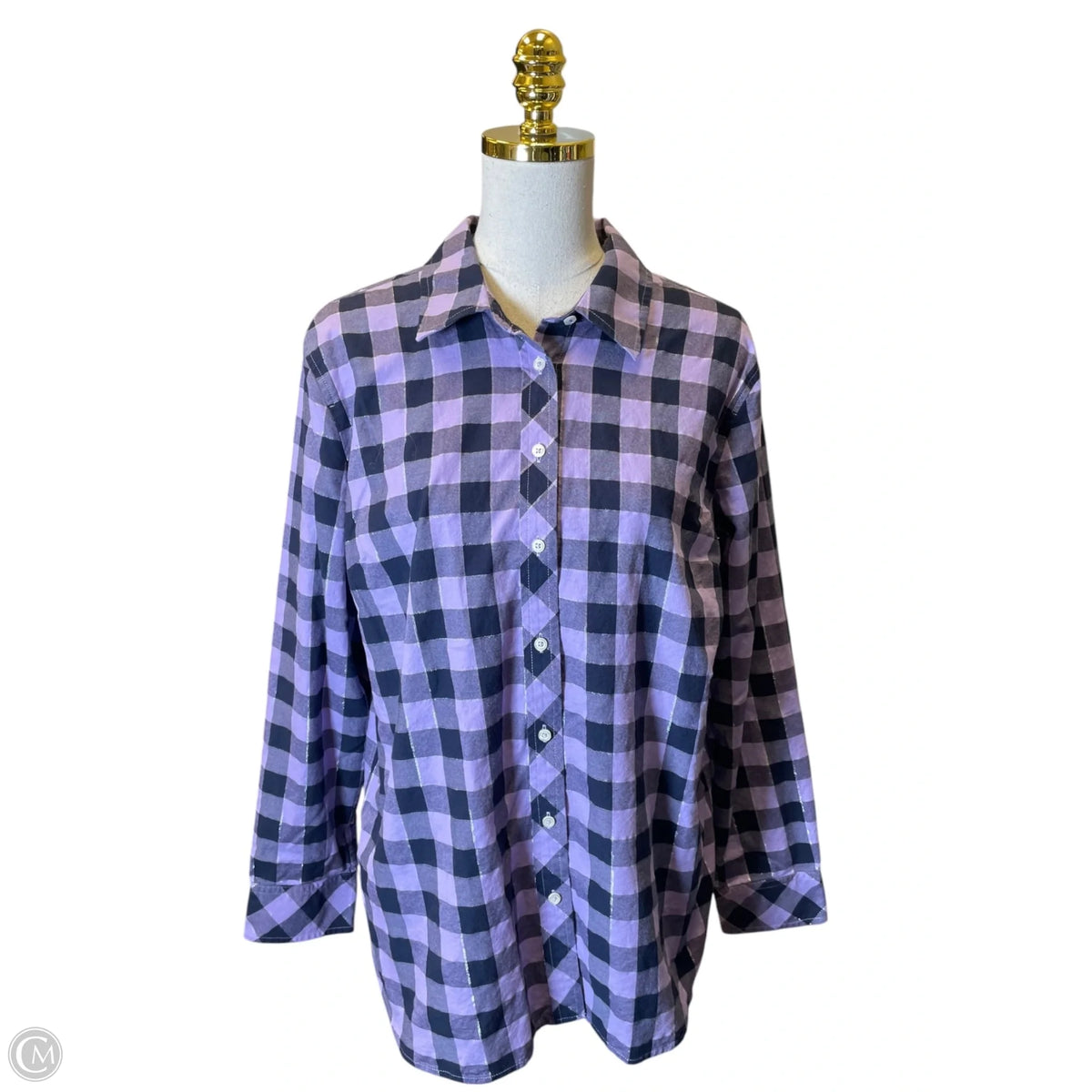 Top Long Sleeve By Talbots In Plaid Pattern, Size: Xl
