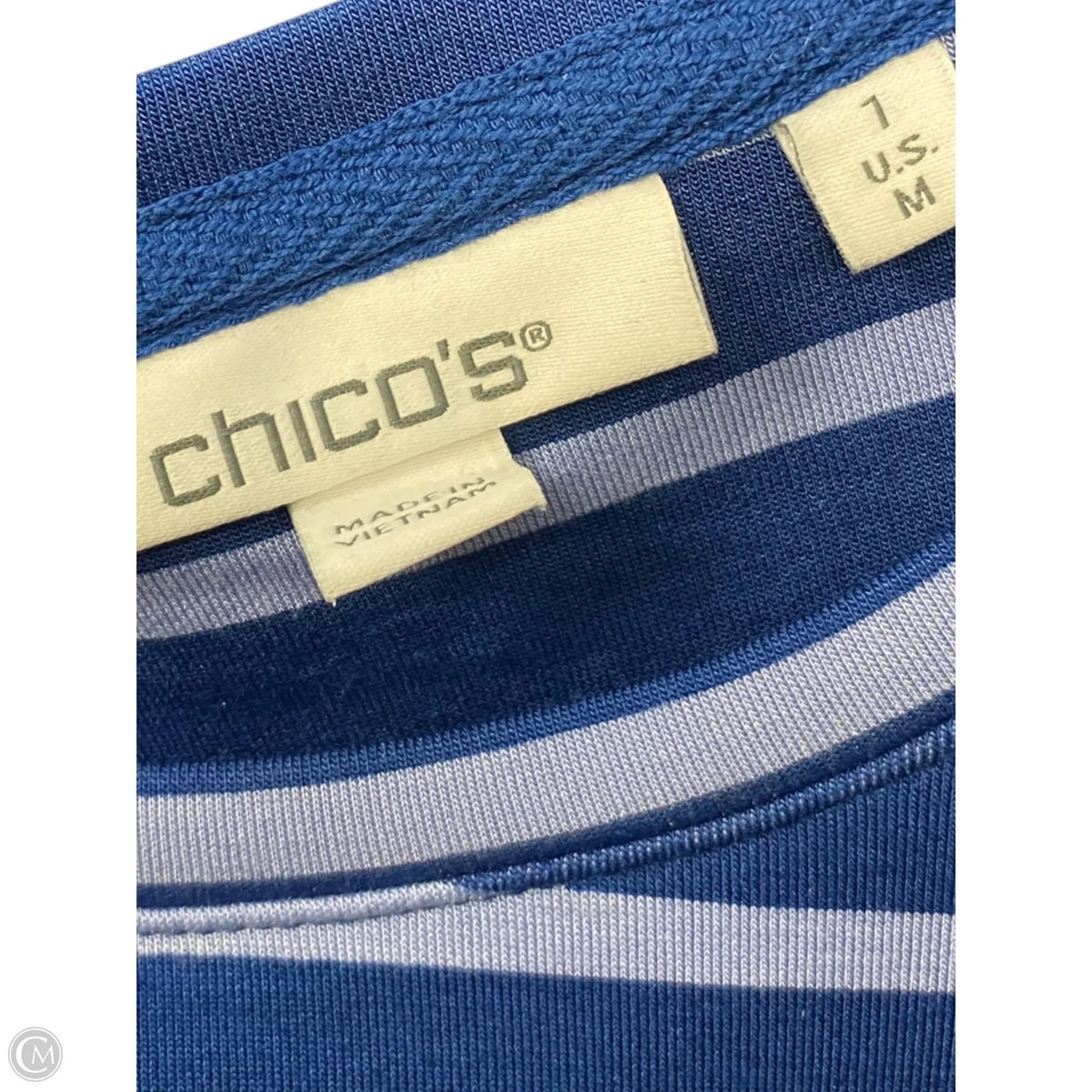 Sweater By Chicos In Striped Pattern, Size: M