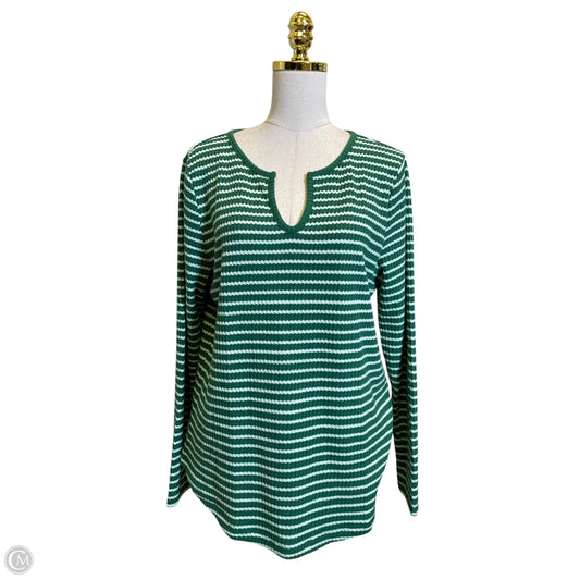 Top Long Sleeve By Loft In Green & White, Size: Xl