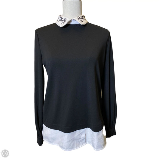 Blouse Designer By Karl Lagerfeld In Black & White, Size: Xs