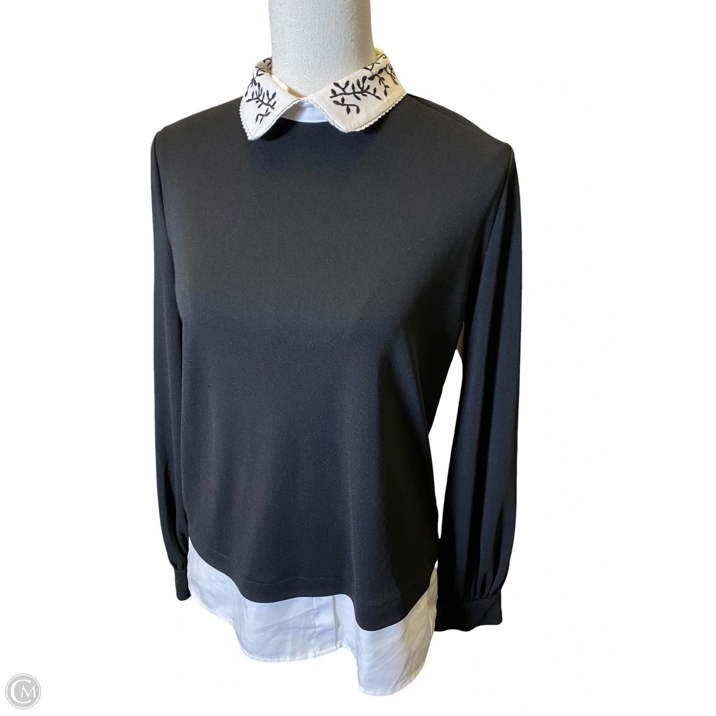 Blouse Designer By Karl Lagerfeld In Black & White, Size: Xs